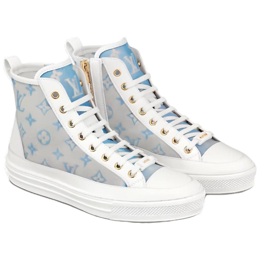 Lookbook (Women) Louis Vuitton Stellar Ankles Sneakers 'Grey Blue White' 1A8NJL