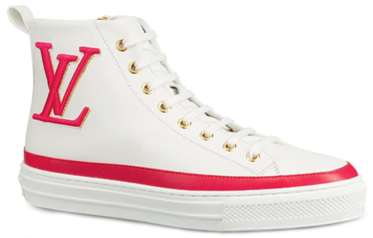Order (W) Louis Vuitton Stellar Kalfsleer High-Top Sneakers Wit/Roze 1A4X3X