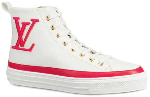 (W) Louis Vuitton Stellar Kalfsleer High-Top Sneakers Wit/Roze 1A4X3X Order (W) Louis Vuitton Stellar Kalfsleer High-Top Sneakers Wit/Roze 1A4X3X