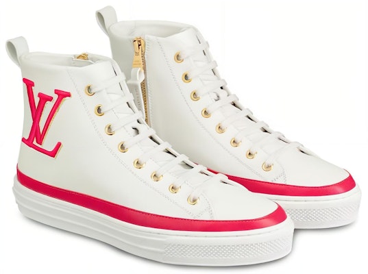 (Women) Louis Vuitton Stellar Calfskin High-Top Sneakers White/Pink 1A4X3X Lookbook (Women) Louis Vuitton Stellar Calfskin High-Top Sneakers White/Pink 1A4X3X