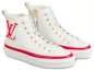 Lookbook (Women) Louis Vuitton Stellar Calfskin High-Top Sneakers White/Pink 1A4X3X