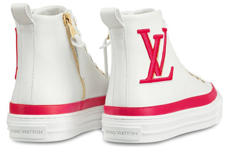 Shop (W) Louis Vuitton Stellar Kalfsleer High-Top Sneakers Wit/Roze 1A4X3X
