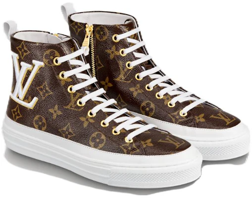 LOUIS VUITTON Stellar 帆布 圓頭側拉鍊 高筒 運動鞋 女款 棕色 Shop LOUIS VUITTON Stellar 帆布 圓頭側拉鍊 高筒 運動鞋 女款 棕色
