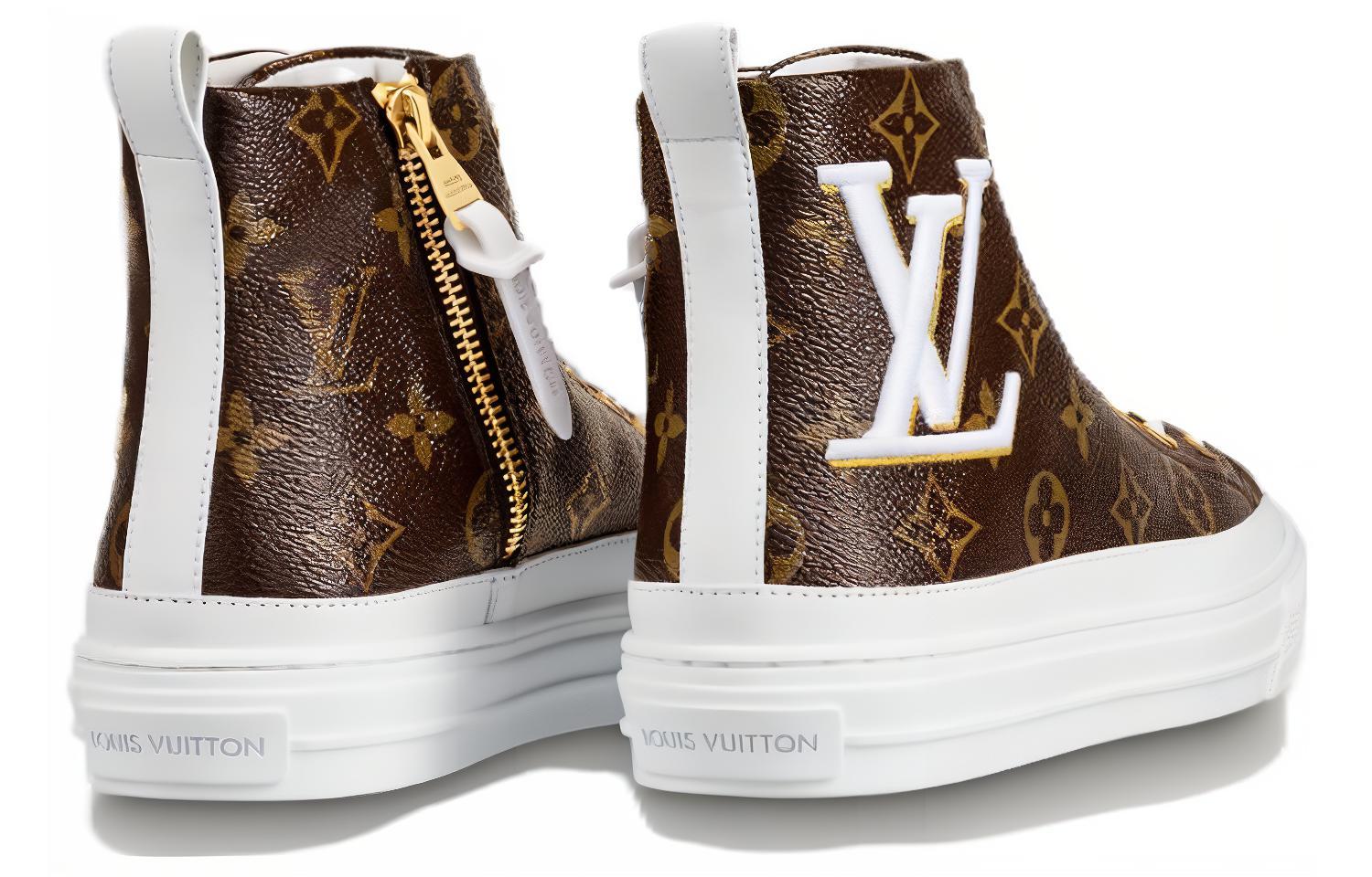 Purchase LOUIS VUITTON Stellar 帆布 圓頭側拉鍊 高筒 運動鞋 女款 棕色