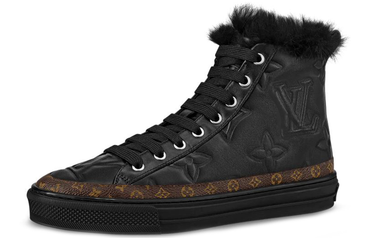 (Women) Louis Vuitton LV Stellar Fur High-Top Sports Shoes 'Black Monogram' 1A5N08
