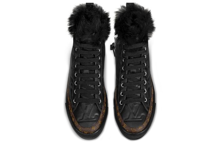 (W) LV LV Stellar Fur High-Top Sports Shoes 'Black Monogram' 圖 4