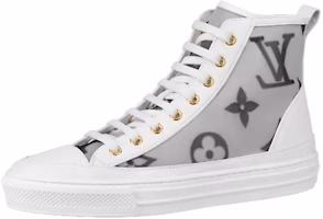 (Women) Louis Vuitton Stellar Zip Up Ankle Sneakers 'Grey White with Dark Grey Monogram' 1A87E2 (Women) Louis Vuitton Stellar Zip Up Ankle Sneakers 'Grey White with Dark Grey Monogram' 1A87E2