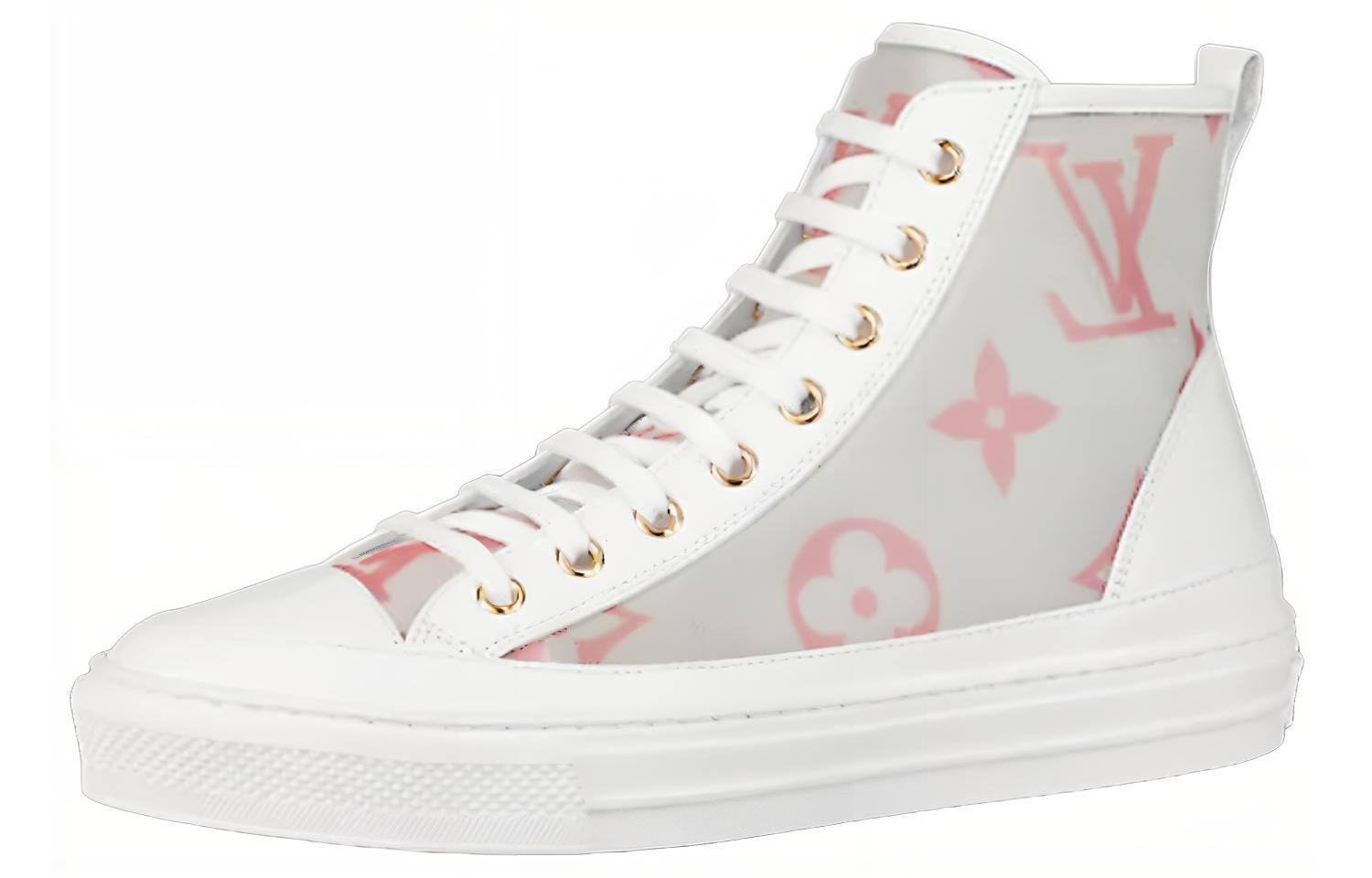 (Women) Louis Vuitton Stellar Zip Up Ankle Sneakers 'White Grey with Pink Monogram' 1A87DM