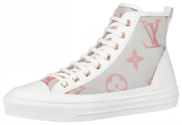(Women) Louis Vuitton Stellar Zip Up Ankle Sneakers 'White Grey with Pink Monogram' 1A87DM Buy (Women) Louis Vuitton Stellar Zip Up Ankle Sneakers 'White Grey with Pink Monogram' 1A87DM