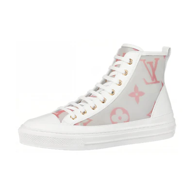 (W) LV Stellar Zip Up Ankle Sneakers 'White Grey with Pink Monogram'