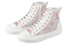 Lookbook (W) Louis Vuitton Stellar Zip Up Ankle Sneakers 'Putih Kelabu dengan Monogram Merah Jambu' 1A87DM