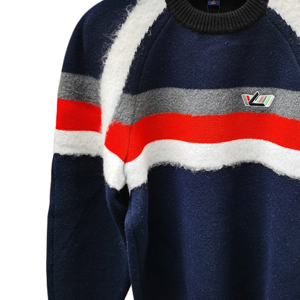 Details for (Women) LOUIS VUITTON Stripe Colorblock Logo Crewneck Sweater Women Blue. FFKL65