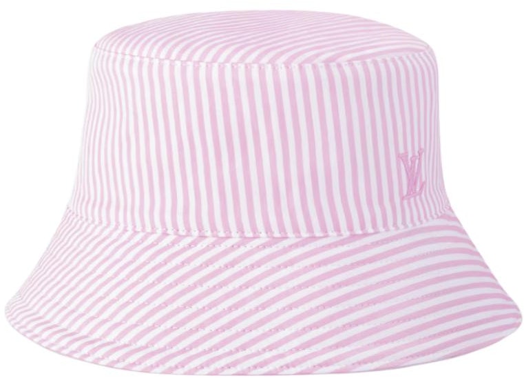women-louis-vuitton-striped-cotton-bucket-hat-pink-for-women-m5160