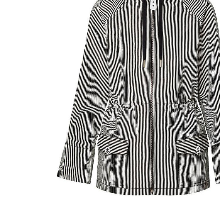 Details for (Women) Louis Vuitton Striped Zip Hoodie Long Sleeve Parka Black Women 1AFME9