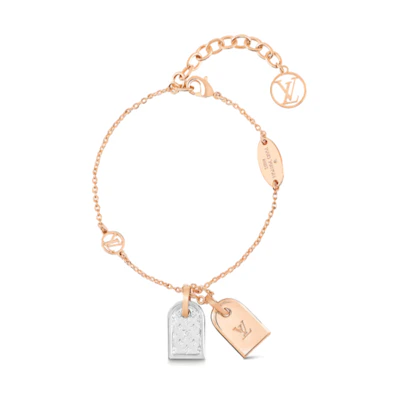(Women) LOUIS VUITTON Summer Limited Edition Colorful Double Tag Bracelet Rose Gold Women. M00294