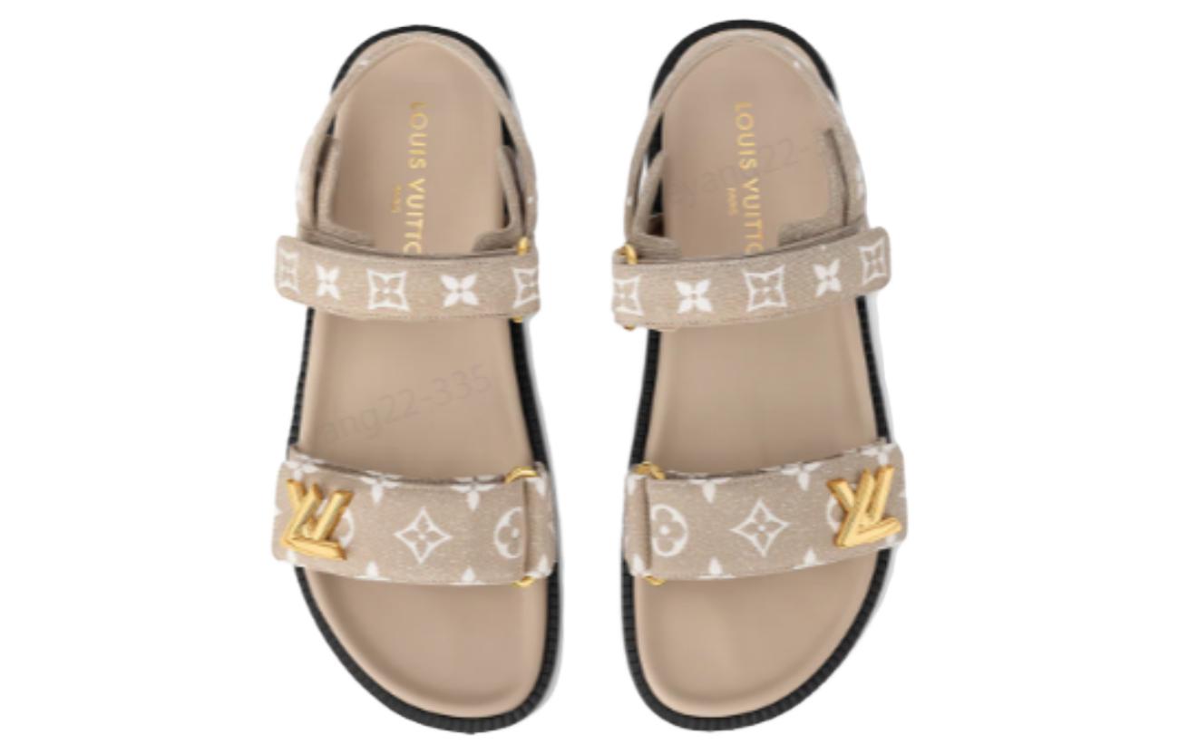 Shop (W) Sandale Louis Vuitton Sunset ''Confort Simplifié - Gris Marron'' 1AC4OL