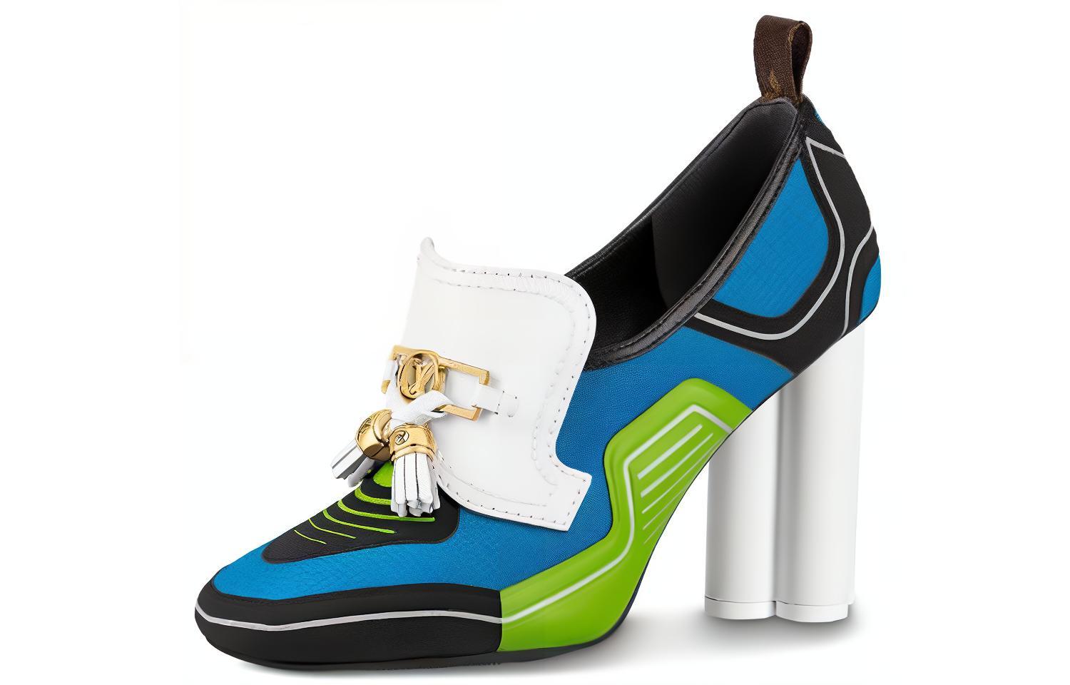 (Women) Louis Vuitton Swift 'Floral High Heel' Blue Green 1A7U8M