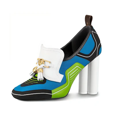 (W) LV Swift 'Floral High Heel' Blue Green