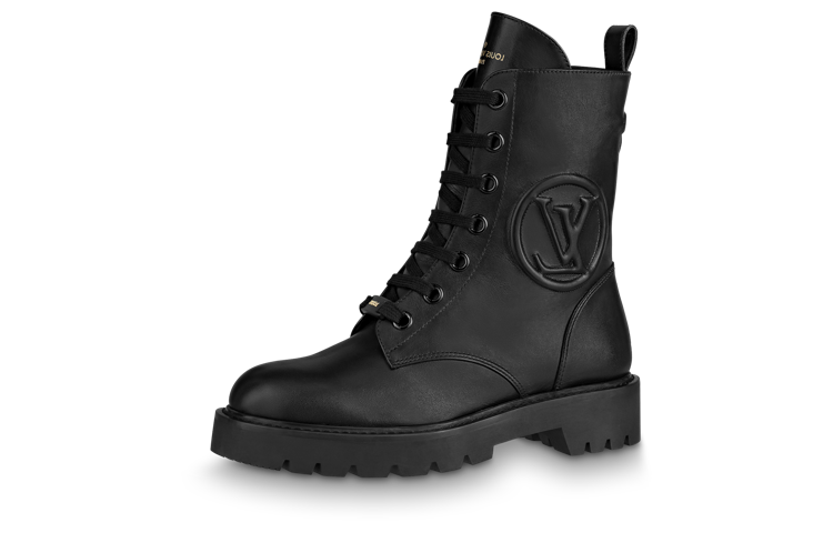 (Women) Louis Vuitton Territory 'Black Leather Lace-Up Boot' 1A94QM