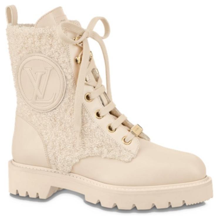 Order LOUIS VUITTON 領土 皮革 繫帶 短筒靴 女款 米色