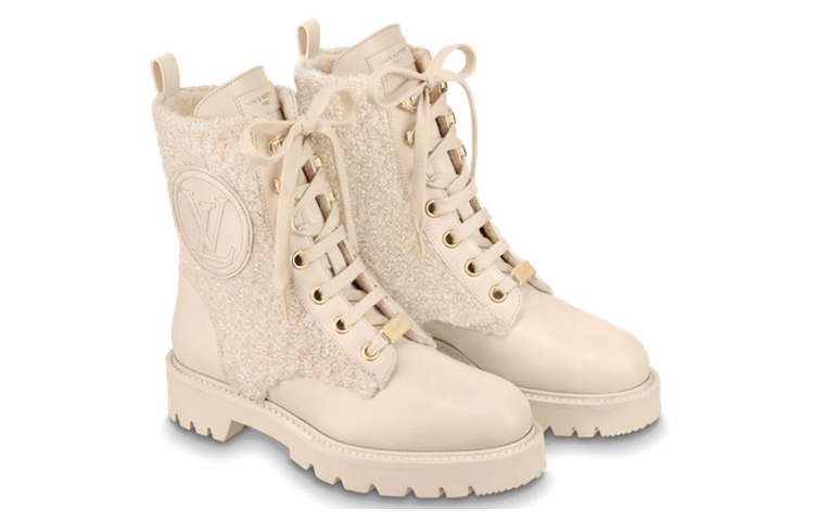 Lookbook LOUIS VUITTON 領土 皮革 繫帶 短筒靴 女款 米色