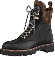 (Women) Louis Vuitton Territory Flat Ranger Boots 'Black with Monogram Collar' 1A958P (Women) Louis Vuitton Territory Flat Ranger Boots 'Black with Monogram Collar' 1A958P