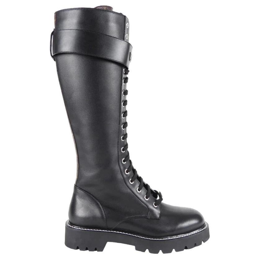 Order 路易威登 Territory 皮革 系帶 時尚 高筒靴 女款 黑色