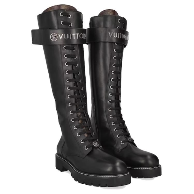 Lookbook 路易威登 Territory 皮革 系帶 時尚 高筒靴 女款 黑色