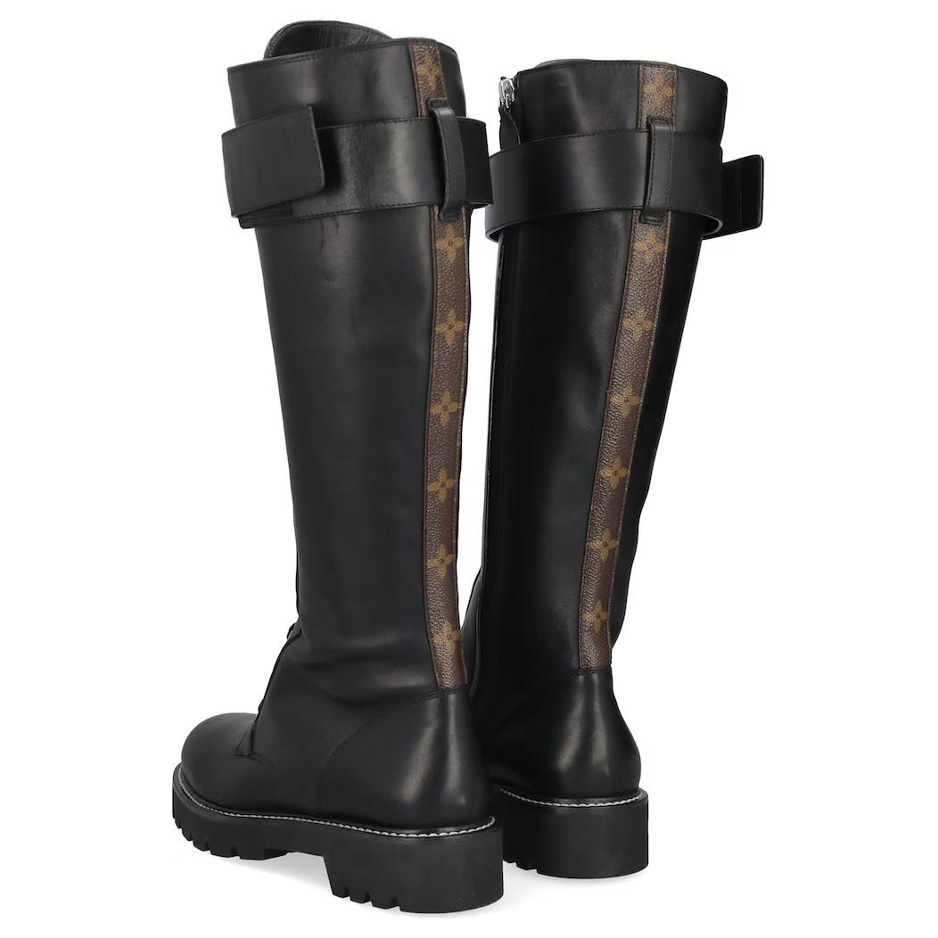 Shop 路易威登 Territory 皮革 系帶 時尚 高筒靴 女款 黑色
