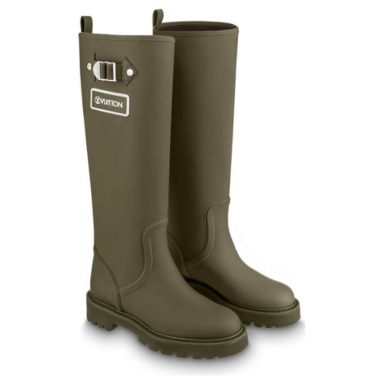 Shop (W) Louis Vuitton Territory Flat High Boots 'Hijau Zaitun' 1A9H2V