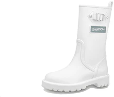 (Women) Louis Vuitton Territory Flat High Boots 'White' 1A9H8O (Women) Louis Vuitton Territory Flat High Boots 'White' 1A9H8O