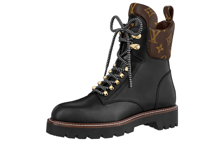 (Women) Louis Vuitton Territory Flat Ranger Boots 'Black with Monogram Collar' 1A958P