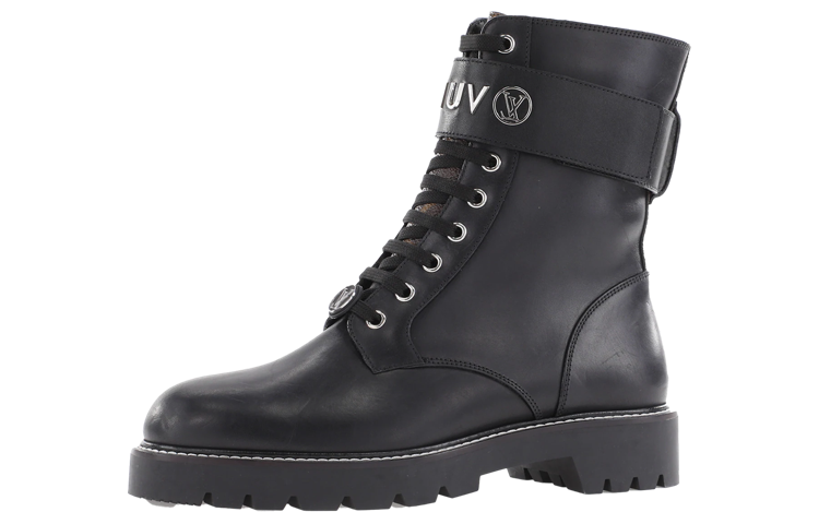 (Women) Louis Vuitton Territory Flat Ranger Boots 'Black with Silver Logo' 1AAE3W