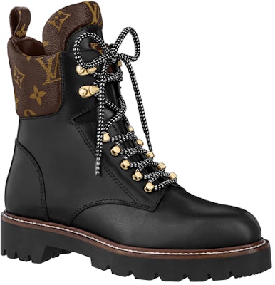 (Women) Louis Vuitton Territory Flat Ranger Boots 'Black with Monogram Collar' 1A958P Order (Women) Louis Vuitton Territory Flat Ranger Boots 'Black with Monogram Collar' 1A958P