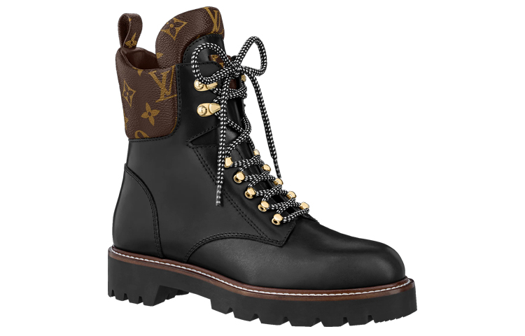 Order (W) Sepatu Bot Louis Vuitton Territory Flat Ranger 'Hitam dengan Kerah Monogram' 1A958P