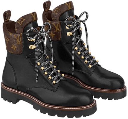 (Women) Louis Vuitton Territory Flat Ranger Boots 'Black with Monogram Collar' 1A958P Lookbook (Women) Louis Vuitton Territory Flat Ranger Boots 'Black with Monogram Collar' 1A958P
