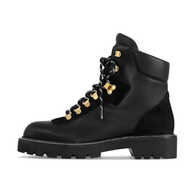 (W) LV Territory Leather Round Toe Lace-Up Ankle Boot 'Black'