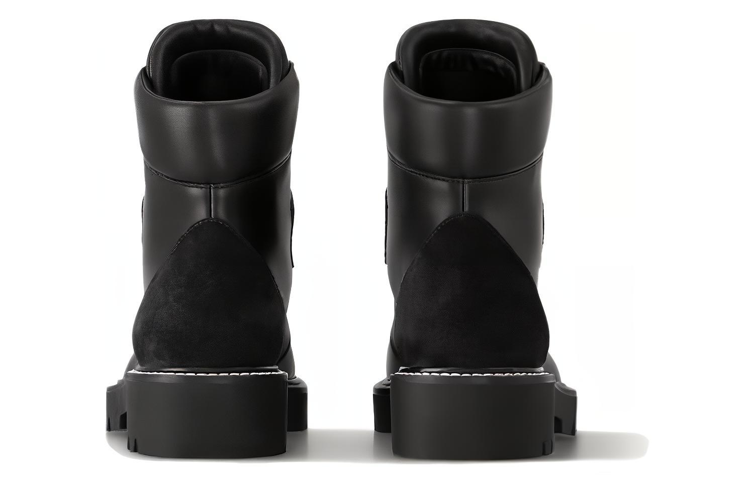 Purchase (W) Louis Vuitton Territory Sepatu Boot Kulit Hitam Tali Selutut Bulat 1ACIBR