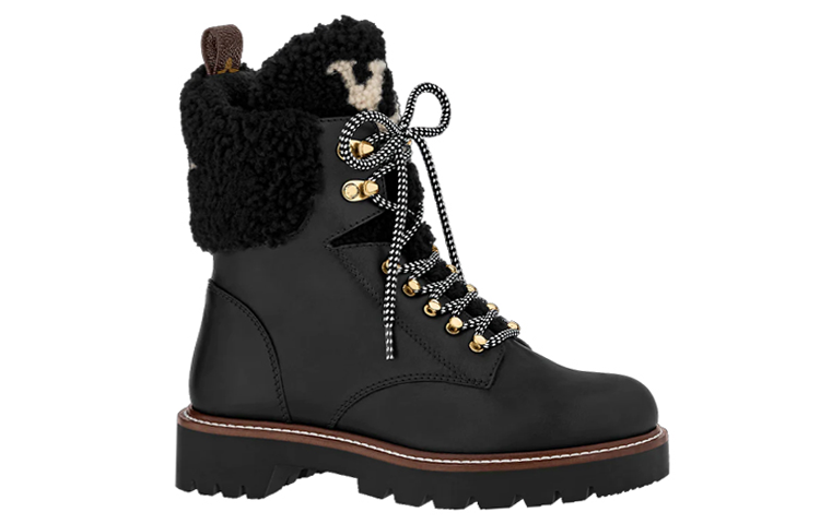 Order (W) Sepatu Boot Flat Louis Vuitton Territory Shearling 'Hitam' 1A95IY