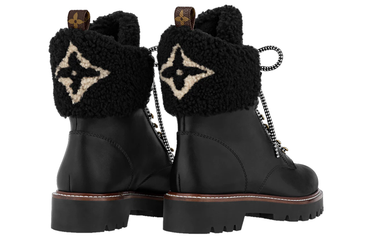 Shop (W) Sepatu Boot Flat Louis Vuitton Territory Shearling 'Hitam' 1A95IY
