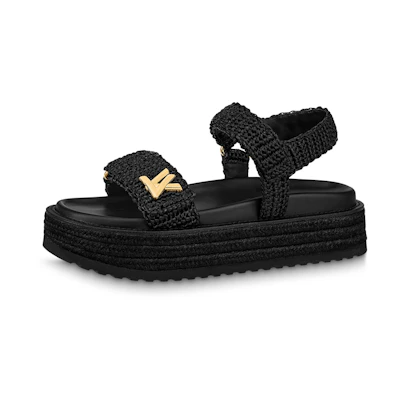 (W) LV Thick Sole Velcro Fashion Sandals 'Black'
