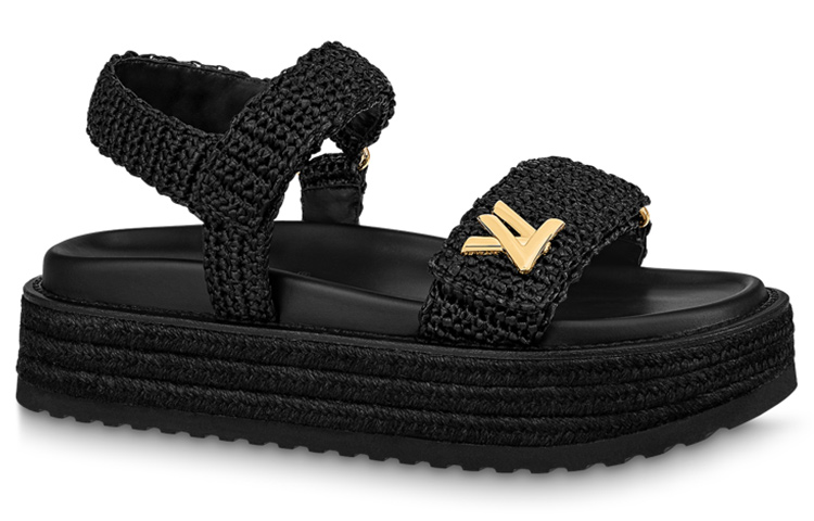(W) LV Thick Sole Velcro Fashion Sandals 'Black' 圖 2