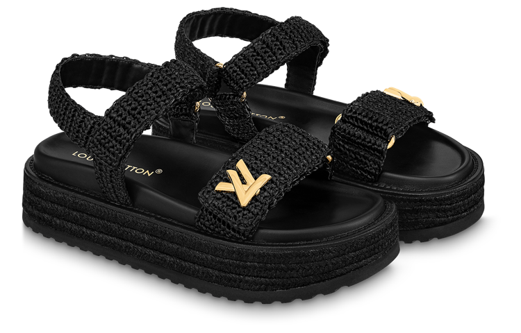 (W) LV Thick Sole Velcro Fashion Sandals 'Black' 圖 3
