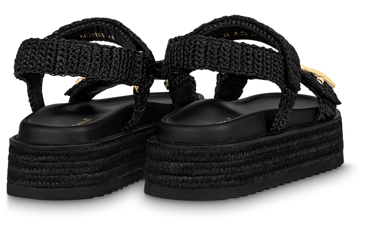 (W) LV Thick Sole Velcro Fashion Sandals 'Black' 圖 4