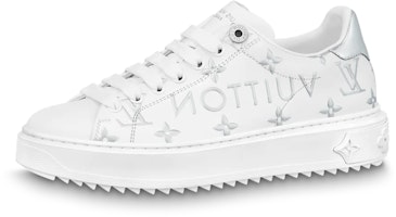 (Women) Louis Vuitton Time Out Sneakers 'White with Silver Monogram' 1AAVV6 (Women) Louis Vuitton Time Out Sneakers 'White with Silver Monogram' 1AAVV6