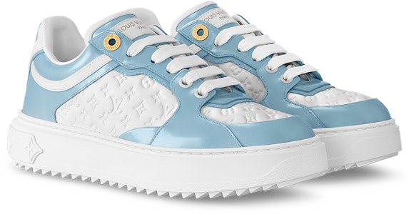 LOUIS VUITTON Time Out 圓頭繫帶 低筒 板鞋 女款 白藍色 Lookbook LOUIS VUITTON Time Out 圓頭繫帶 低筒 板鞋 女款 白藍色