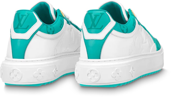 (W) Louis Vuitton Time Out Sneakers 'Putih dan Teal Monogram' 1AB349 Lookbook (W) Louis Vuitton Time Out Sneakers 'Putih dan Teal Monogram' 1AB349