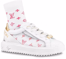 (Women) Louis Vuitton Time Out Debossed Monogram Transparent Upper White Gold (White Pink Socks Included) 1A9PZS (Women) Louis Vuitton Time Out Debossed Monogram Transparent Upper White Gold (White Pink Socks Included) 1A9PZS