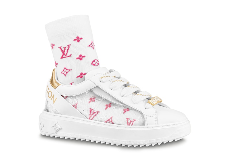 (Women) Louis Vuitton Time Out Debossed Monogram Transparent Upper White Gold (White Pink Socks Included) 1A9PZS