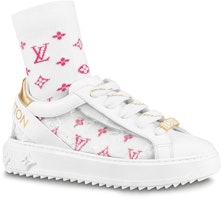 (Women) Louis Vuitton Time Out Debossed Monogram Transparent Upper White Gold (White Pink Socks Included) 1A9PZS (Women) Louis Vuitton Time Out Debossed Monogram Transparent Upper White Gold (White Pink Socks Included) 1A9PZS